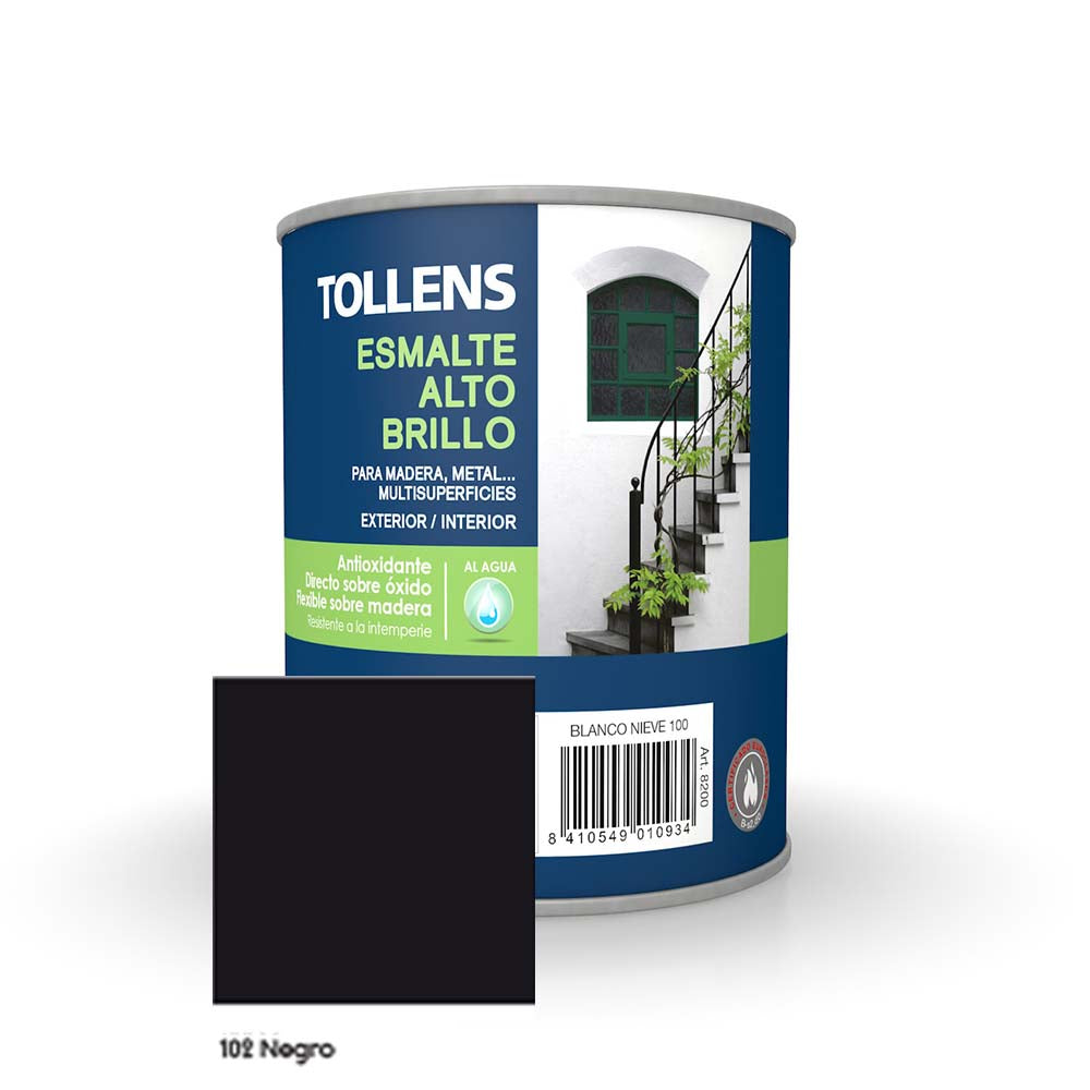 TOLLENS ESMALTE ALTO BRILLO NEGRO AL AGUA